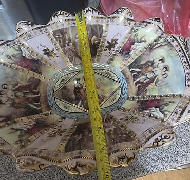 aksesuar qabi: Qızılı naxışlı dekorativ porselen meyvə qabı - Material: parlaq şirli — 4