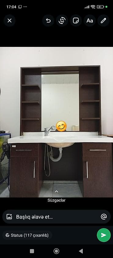hamam dolabi: Salon üçün lavabo güzgülü dolab dəsti - Tərkib: geniş güzgü, iki — 2