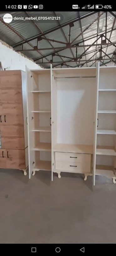 polkalı şkaf: Yeni, Açılan, 3 qapılı Düz dolab, Qarderob, paltar dolabı, Türkiyə — 34