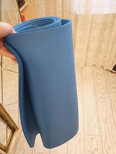 matlar: Mavi rəngdə yoqa/fitness matı - Material: qalın, yumşaq və elastik — 2