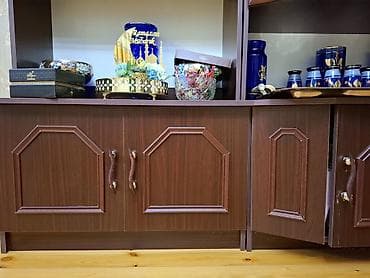 bufet: Mebel dəsti – vitrinli-qab dolabı - Material: ağac teksturalı — 3