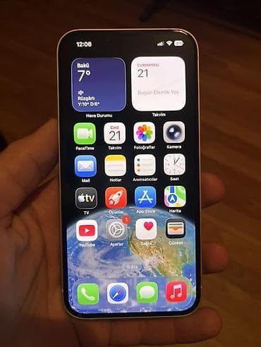 IPhone 13, 128 GB, Ağ, Zəmanət, Barmaq izi, Simsiz şarj