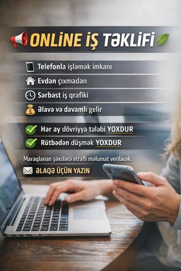 Satış: Online iş təklifi - Telefonla işləmək imkanı - Evdən çıxmadan - — 1