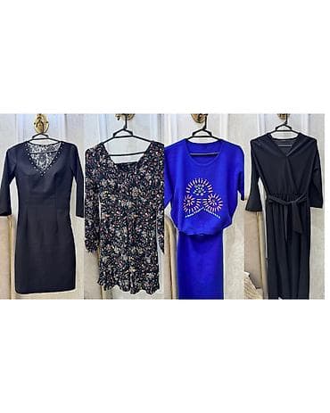 massimo dutti: Qadın geyim dəsti – 4 məhsul 1) Qara mini don - Dizayn: Dərin V yaxa — 1