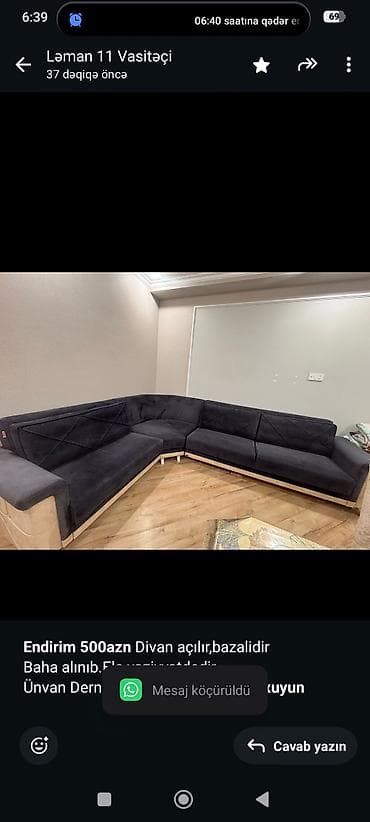 açılıb yığılan stollar: *Endirim* *500azn* Divan açılır,bazalidir Baha alınıb.Ela — 1