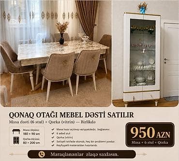 stol stul embawood stullar: Qonaq otağı mebel dəsti satılır. Masa dəsti + Qorka ( Vitrin ) • Masa — 1