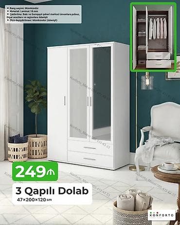 3 qapılı dolab – 47×200×120 sm - Material: 18 mm laminat - Rəng lalafo.az -da 3 qapılı dolab – 47×200×120 sm - Material: 18 mm laminat - Rəng