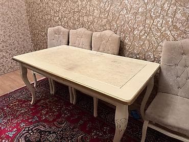 modern stol stullar: Qonaq otağı üçün, Açılan, Dördbucaq masa, 6 stul — 1