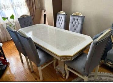 стулья тонет: Для гостиной, Новый, Нераскладной, Прямоугольный стол, 6 стульев — 7