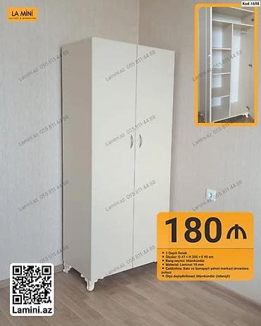dolab ucuz: 2 qapılı dolab - Ölçü: D 47 × H 200 × E 90 sm - Rəng seçimi — 1