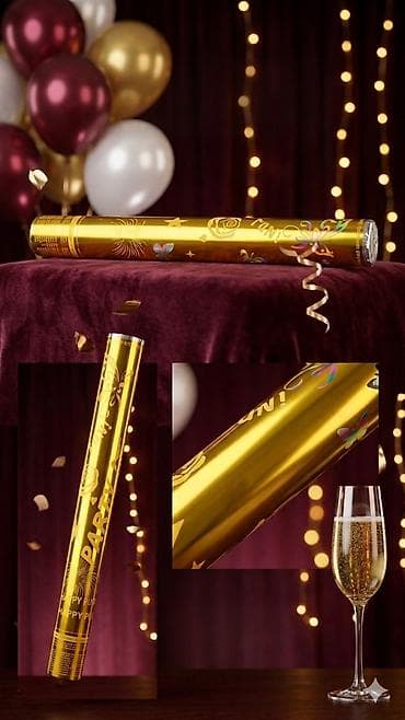 Товары для праздников: Qızılı “Party Popper” konfetti topu - Tədbirlər üçün şən effekt: ad — 5