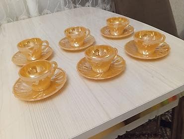 caydan: Çay dəsti, rəng - Narıncı, Şüşə, 6 nəfərlik, Almaniya — 10