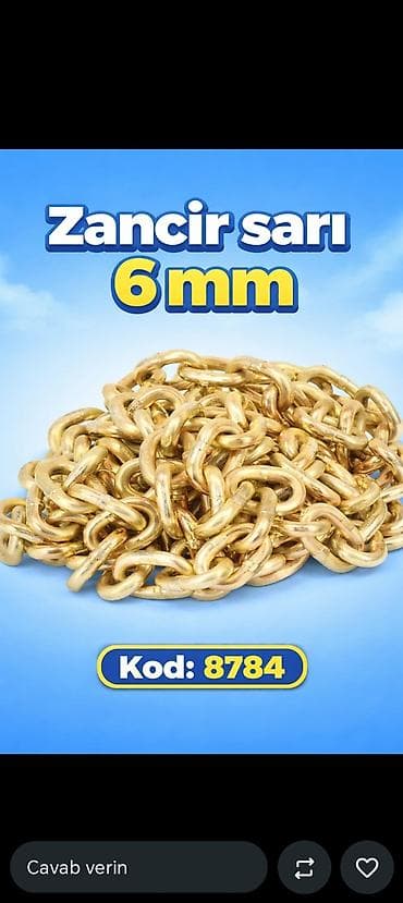 Zəncir – sarı rəng, 6 mm Kod: 8784 - Universal tətbiq: qapı, darvaza — 1