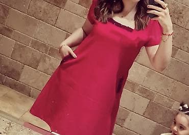 libaslar: Qadın qırmızı don - Rəng: parlaq qırmızı - Kəsim: rahat, A-kəsim — 1