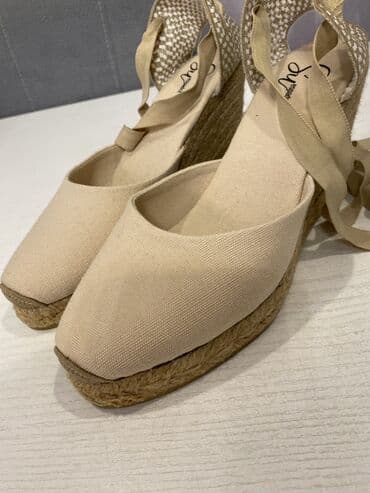 женские кроссовки на танкетке: YENIDIR. Bej rəngli qadın espadril sandal – platformalı və künc — 7