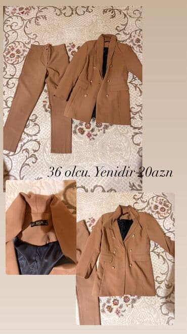 Renault: Aylin Moda qadın kostyumu – 2 hissə - Rəng: karamell/boz-qəhvəyi - — 4