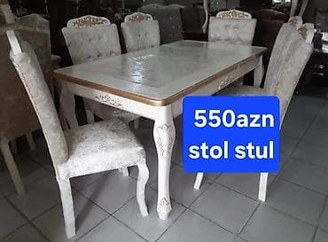 Qonaq otağı üçün, Dördbucaq masa, 6 stul