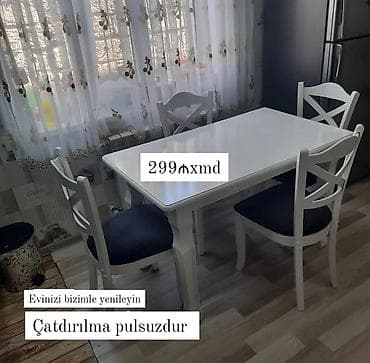 Mətbəx üçün, Açılmayan, Dördbucaq masa, 4 stul lalafo.az -da Mətbəx üçün, Açılmayan, Dördbucaq masa, 4 stul