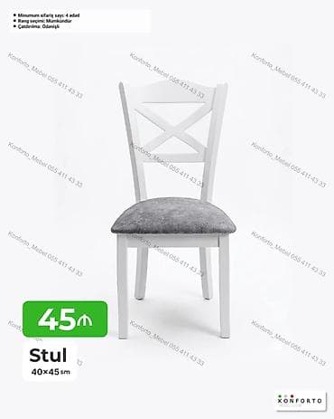 Stul – 40×45 sm - Klassik “X” arxalı dizayn, ağ karkas - Yumşaq
