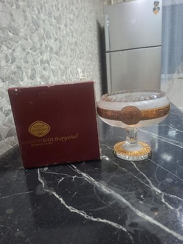 bayram: Tort və şiriniyyat qabı, rəng - Qızılı, Xrustal, Çexiya — 2