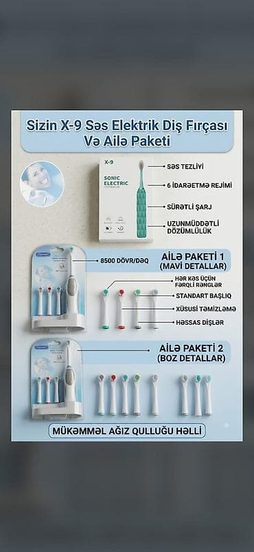 X-9 Səs Elektrik Diş Fırçası və Ailə Paketi - Sonic Electric