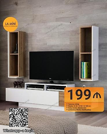 Düz TV altlığı, Polkalı, Laminat