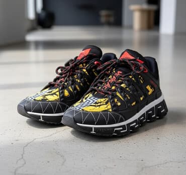 ekodəridən kişi gödəkçəsi: Versace idman ayaqqabısı – Trigreca dizaynı - Rəng: qara/sarı — 1