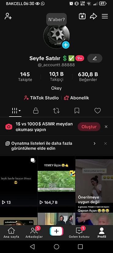 Находки, отдам даром: 10k tiktok hesabı satilir 635k beyenusi var 12ci level — 1