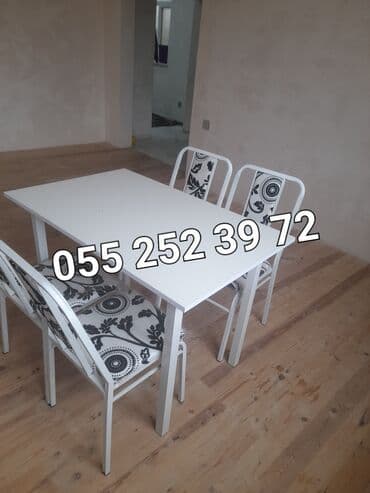 laminat qiyməti: Qonaq otağı üçün, Yeni, Açılmayan, Dördbucaq masa, 4 stul — 2