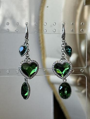 klassik geyim kisi: Qadın sırğaları dəsti – 5 müxtəlif model - Kristallı, dairəvi halqalı — 3