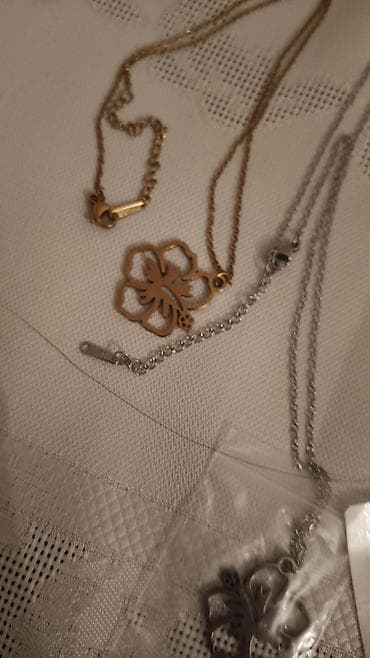 Ювелирные изделия: Zərif çiçək və kəpənək asqılı boyunbağılar dəsti - Material — 7