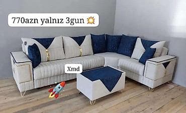 divan üstü: Künc divan dəsti – “Xmd” modeli • Dizayn: Ağ-bej rəngli korpus, tünd — 1