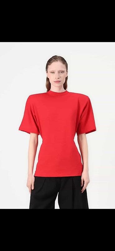 pinko: Qırmızı qadın üst geyimi – strukturlaşdırılmış siluetli t-shirt Pinko — 2