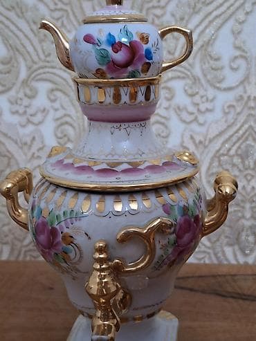 Porselen mini samovar-çaydan dəsti - Material: yüksək keyfiyyətli — 3