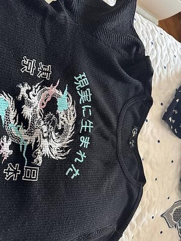 dragon şortik: Qara qısa top – dragon printli - Rəng: qara - Üzərində iri dragon — 2