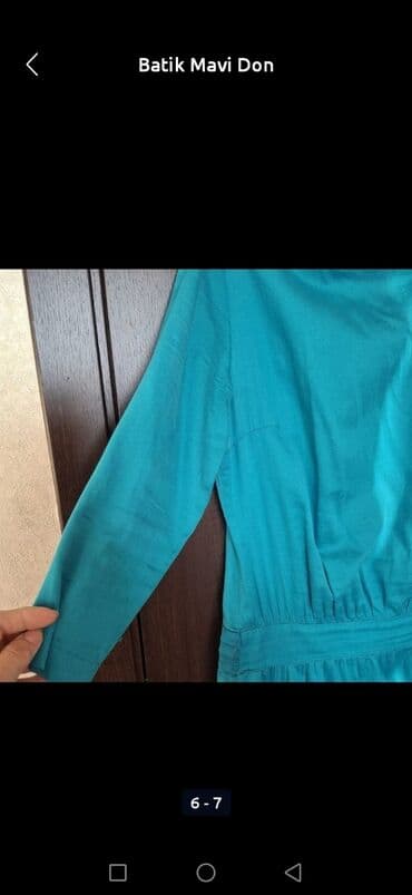 женские платья из замши: Batik mavi don - Rəng: canlı mavi - Model: bel hissəsi yığma — 2