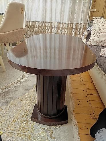 taxta qapi: Jurnal masası, İşlənmiş, Açılmayan, Taxta, Oval masa — 1