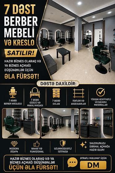 icarə salon: 7 eded salon ucun mebel desti (guzgu dolab refler ve kreslolar) 1eded — 1