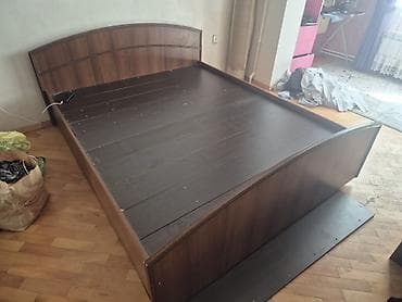 Taxta iki nəfərlik çarpayı (Təcili satılır) - Material: MDF/laminat