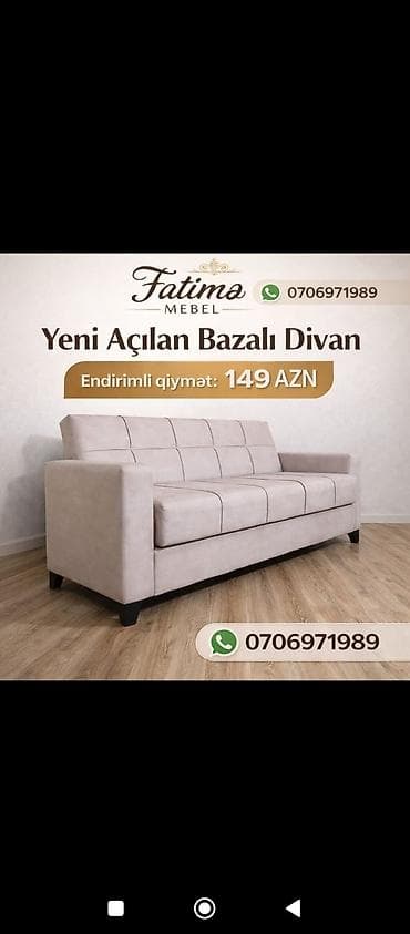Divan, Açılan, Bazalı, Parça, Çatdırılma yoxdur