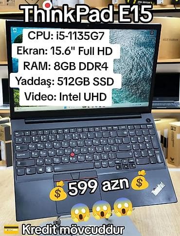 İşlənmiş Lenovo ThinkPad, 15.6 ", Intel Core i5, 512 GB