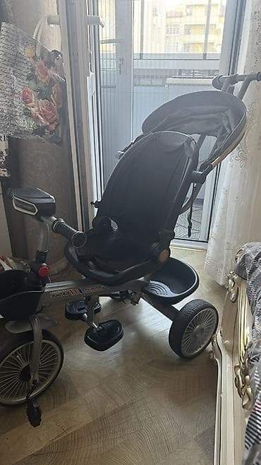 cube velo: Uşaq üçün 3 təkərli velosiped-araba (tricycle) - Rəng: qara - Yüksək — 1