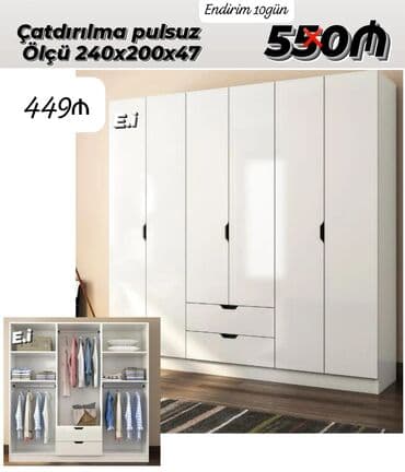 Ev üçün digər mallar: Yeni, Açılan, 6 qapı Düz dolab, Qarderob, paltar dolabı — 1