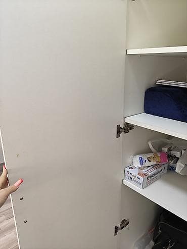 Ev üçün mebel: 2 qapılı, Ağ, Taxta, Açılan, Düz dolab — 7