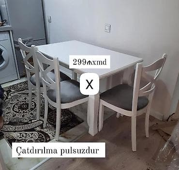 Mətbəx/qonaq otağı üçün kompakt stol-stul dəsti - Dəst: 1 ədəd