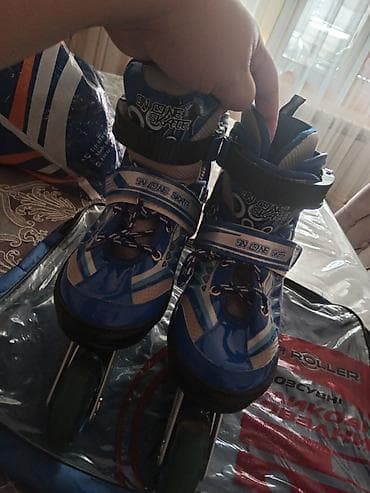 Giryalar: Uşaq üçün tənzimlənən inline konki (roller) - Rəng: mavi‑ağ - Üst — 1