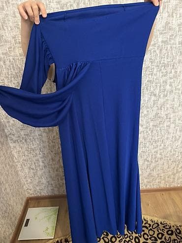 Mavi rəngli uzun don - 42 razmer - Parça: elastik, axıcı trikotaj — 2