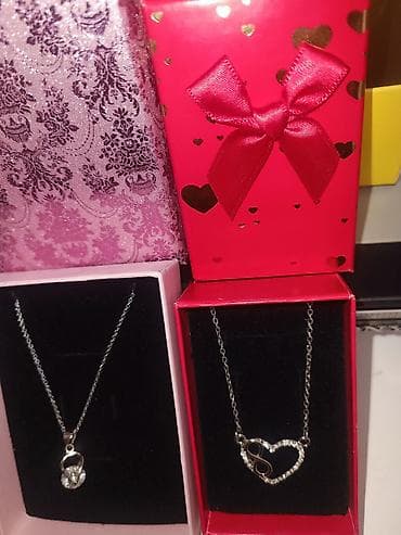 Спорт и отдых: Gümüşu rəngli zərif boyunbağılar – hədiyyə qutusunda Məhsul — 1