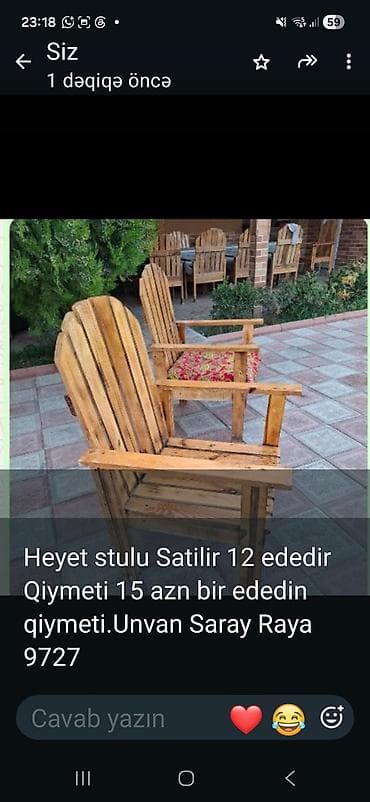 Məhsul: Həyətyanı taxta stullar - Material: möhkəm taxta - Dizayn — 1