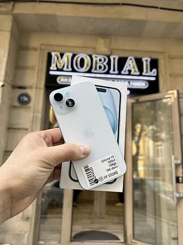 IPhone 15, 128 GB, Mavi, Zəmanət, Simsiz şarj, Face ID